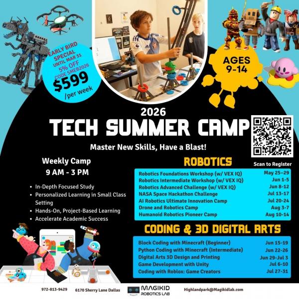 Magikid Tech Summer Camp for Ages 9 to 14
